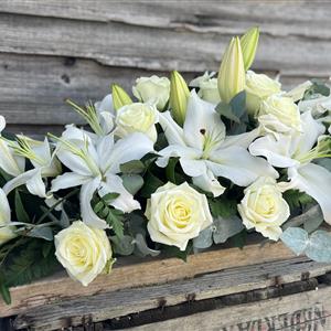 White Lily &amp; Rose Casket Spray